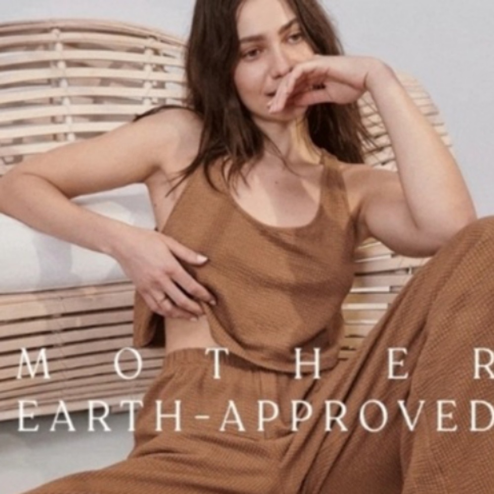 NWT Lunya organic cotton seersucker Tank‎ brown sz XL